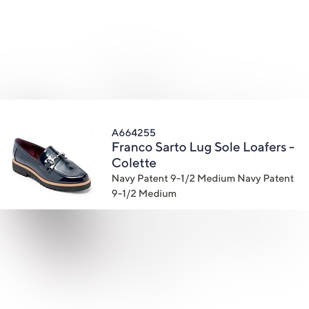 Franco Sarto Women's Navy Patent Loafers with Silver Bit - Picture 3 of 3